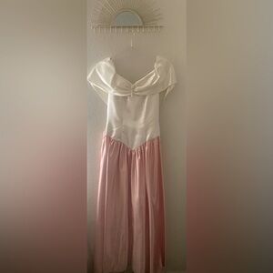 Pink and white long dress, prom, sweet sixteen, vintage Cinderella style
